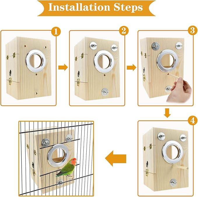 Bird Nest Box Parakeet Breeding Nest Box Bird Nest House Wooden Acrylic Transparent Breeding Box for Finch Lovebirds Cockatiel Budgie Conure Parrot-PawvioPets