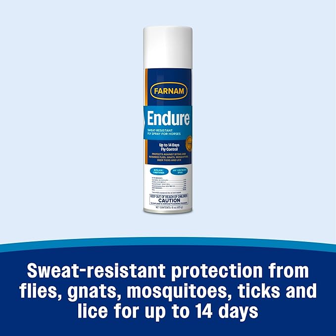 Farnam Endure Sweat-Resistant Fly Spray for Horses, Protects Against Lyme Disease, 15 oz-PawvioPets