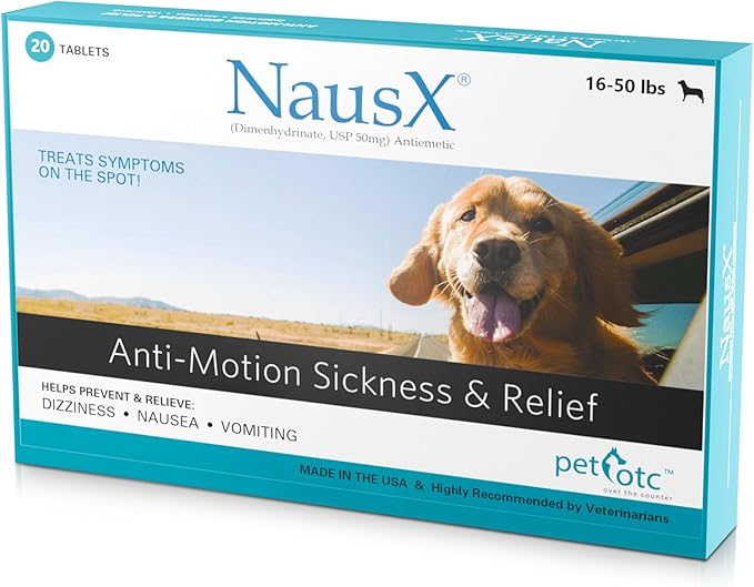 Anti-Motion Sickness and Nausea Relief for Medium Breed Dogs, Relief for Disorientation and Dizziness, 20 Tablets-PawvioPets