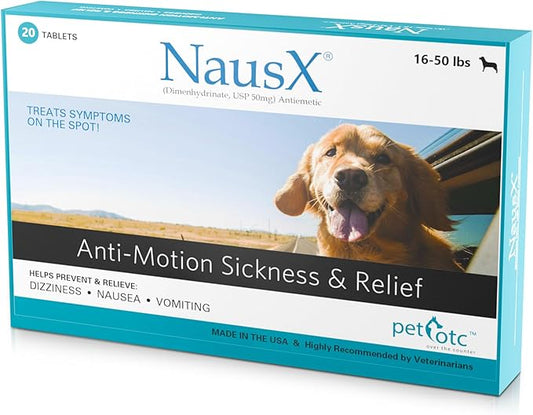Anti-Motion Sickness and Nausea Relief for Medium Breed Dogs, Relief for Disorientation and Dizziness, 20 Tablets-PawvioPets