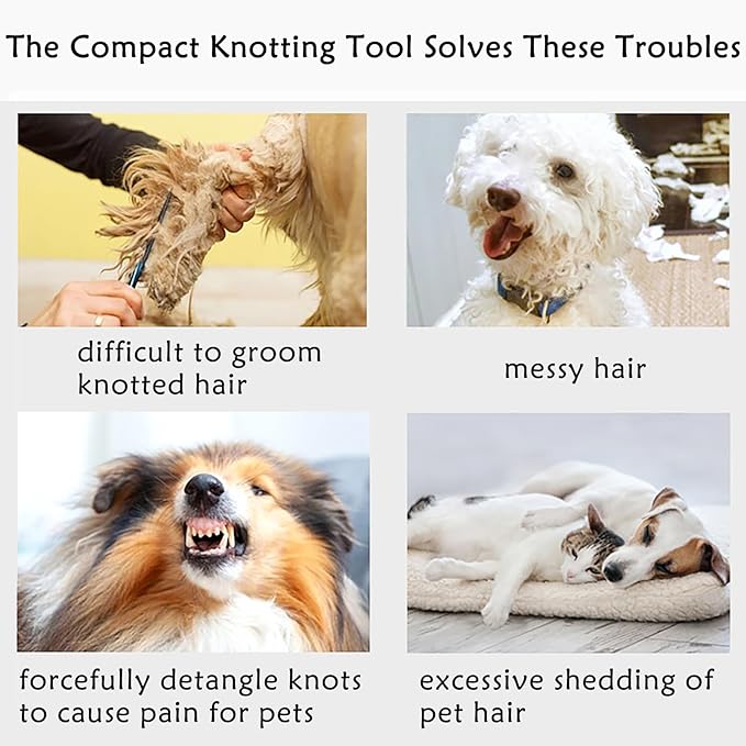 5Pcs Knotting Comb for Cats, Pet Knotting Comb De knotting comb for Dog Pet Hair Removal Tool Cat Dog Grooming Supplies Matted Fur Remover-PawvioPets