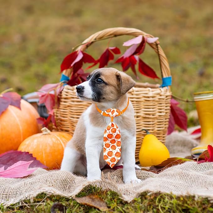 22pcs Fall Dog Bow Tie, Adjustable Bowtie Collar Attachment for Small Medium Pets, Bulk Neckties Set for Thanksgiving Day,Autumn Pet Supplies Charms Hair Costume Accessories(Maple Leaf, Pumpkin)-PawvioPets