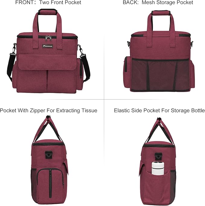 Airline Approved Pet Travel Bag, Weekend Travel Set for Dog and Cat, Airline Approved Tote Organizer with Multi-Function Pockets, 2 Dog Food Storage Containers, 2 Collapsible Bowls (Rose Red)-PawvioPets