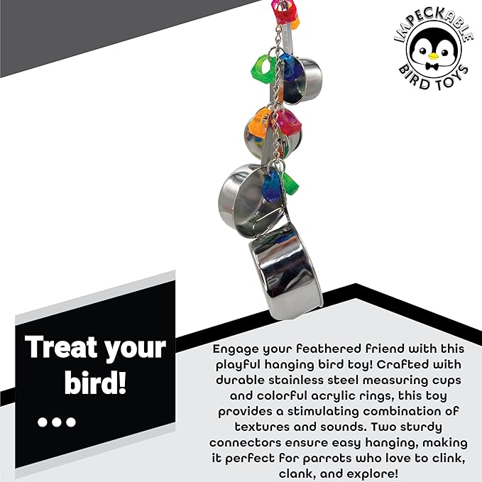 1410 Stainless Pot Delight from Parrots Cockatiels Conures Budgies Macaws Lovebirds African Greys Parrot Toys Stainless Foraging Chew Treat Noise-Making Fun Sensory Enrichment.-PawvioPets