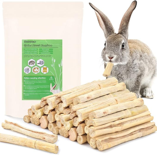 Bissap 700g/1.5Ib Sweet Bamboo Chew Sticks for Rabbits, Bunny Chewing Sticks for Rabbits Hamster Chinchilla Guinea Pigs Rabbit Small Animals Natural Treats Teeth Grinding Toys-PawvioPets