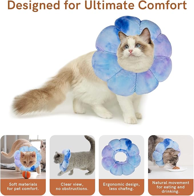 Cat Collar Soft, Adjustable Soft Protective Neck Cats Recovery Cone After Surgery-PawvioPets