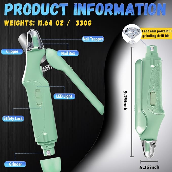 2 in 1 Dog Nail Clippers and Grinder with Lights & Cat Nail Clipper for Large Medium Small Dogs Cats Nail Trimmers USB Rechargeable with 2 LED Lights Dog Claw Care for Non-Black Nails-PawvioPets