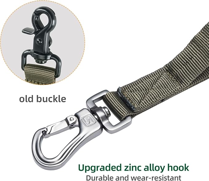 Excellent Elite Spanker Tactical Bungee Dog Leash Military Adjustable Dog Leash Quick Release Elastic Leads Rope with 2 Control Handle(Ranger Green)-PawvioPets
