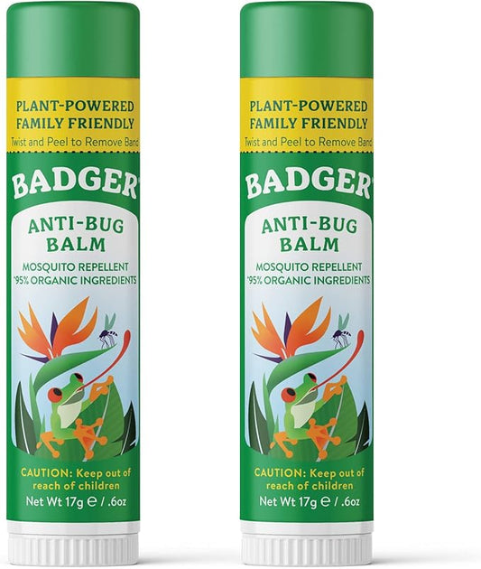 Badger Bug Repellent, Easy to Use Travel Stick, DEET-Free Mosquito Repellent & Insect Protection, Certified Organic Essential Oil Balm-PawvioPets