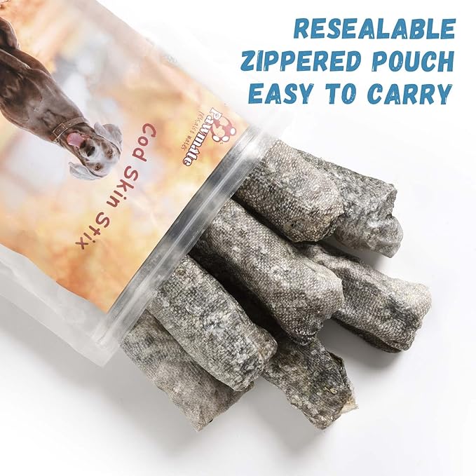 Dog Treats Natural Cod Skin Rolls, Rawhide-Free Chewy Fish Skin Dog Chews, One-Ingredient Healthy Training Treats Rich in Omega3 & Protein, 10.6 oz-PawvioPets