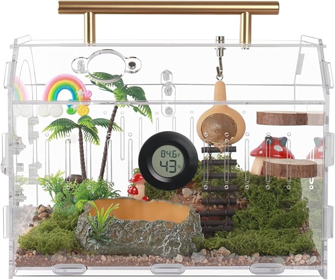 Acrylic Tarantula Enclosure – Escape-Proof Reptile Terrarium with Magnetic Lock, Front Opening for Easy Cleaning, Ideal for Jumping Spiders, Hermit Crabs & Small Pets-PawvioPets