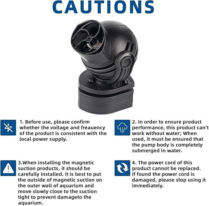 FREESEA Aquarium Powerhead Wave Maker: 1050 GPH Circulation Wavemaker Pump - 360° Adjustable Power Head with Magnetic Suction for 1-55 Gallon Fish Tank | Saltwater | Freshwater-PawvioPets