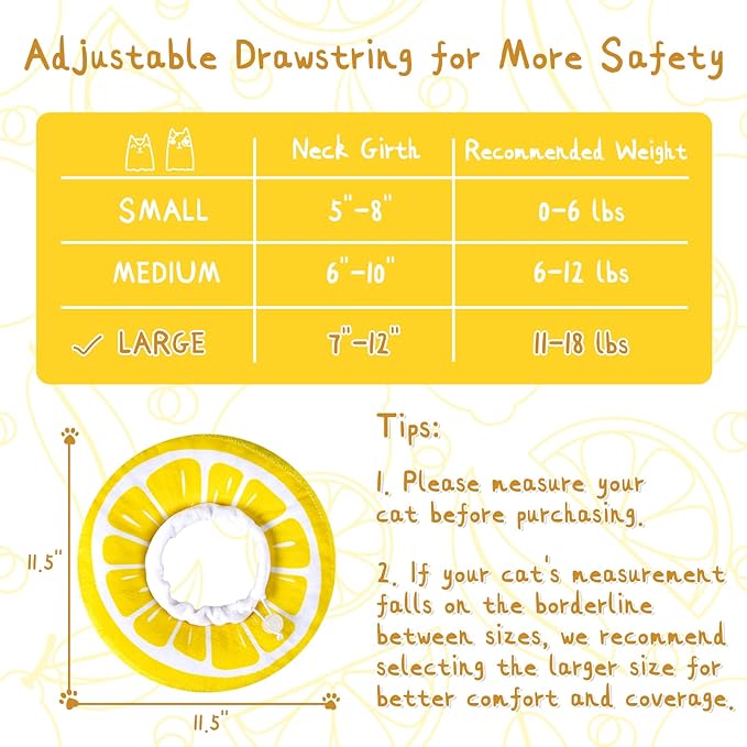 ANWA Adjustable Cat Cone Collar Soft, Cute Cat Donut Collar After Surgery, Kitten Recovery Cones to Stop Licking-PawvioPets