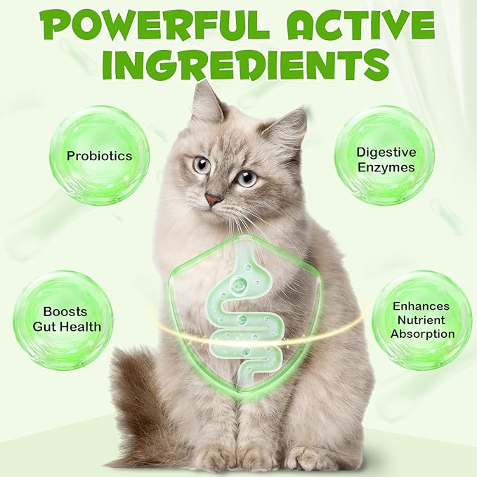 3 in 1 Probiotics for Cats, Cat Digestive Support,Daily Digestive Health Supplement with Multiple Strains of Bacteria Help with Diarrhea,Gas and Bloating, Cat Herbal Supplements- 60ml-PawvioPets