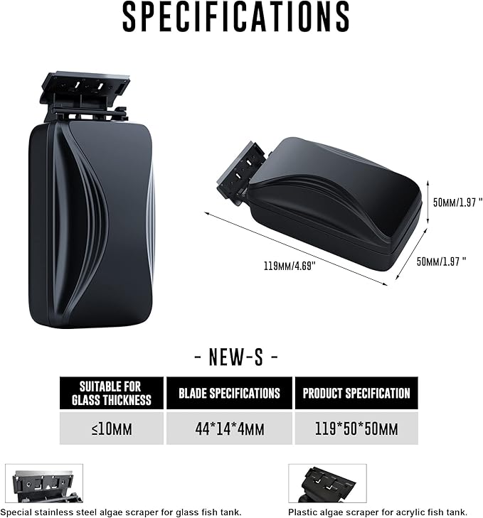 Aquarium Super Strong Magnetic Cleaner Glass Fish Tank Megnet Brush Algae with Scraper Floating Brush Small-PawvioPets