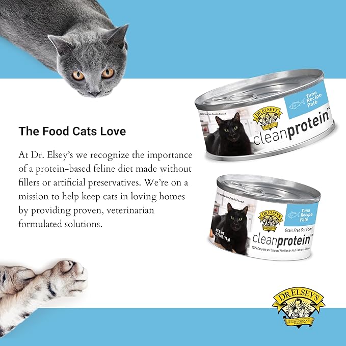 Dr. Elsey's cleanprotein Tuna Recipe Wet Cat Food (Case of 24), 2.75 oz Canned Food-PawvioPets