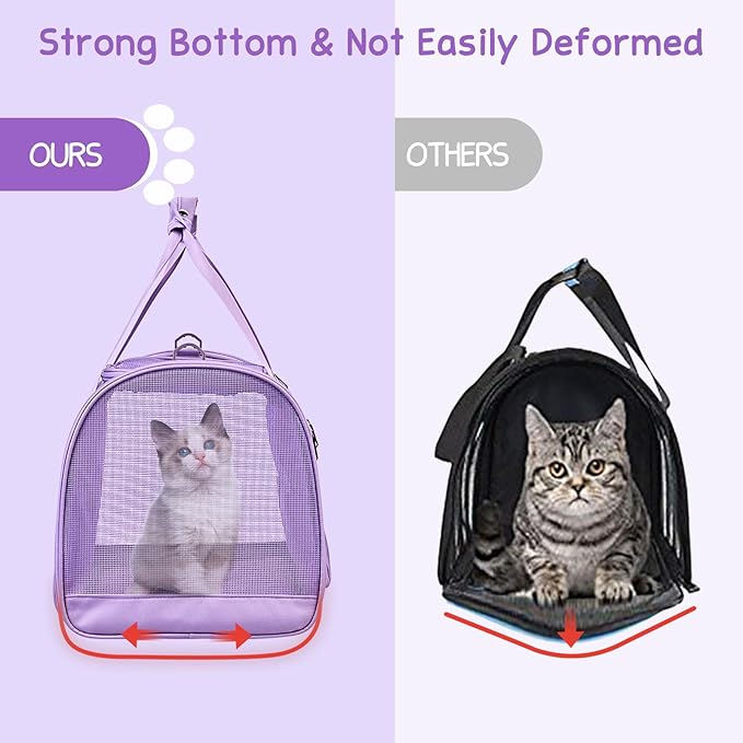 BurgeonNest Cat Dog Carrier, Cat Carriers for Large Medium Cats 20 lbs, Soft Sided Puppy Kitten Pet Carrier Under 25 lbs, Collapsible Travel Cat Carrier with Unique Side Bag (Medium)-PawvioPets
