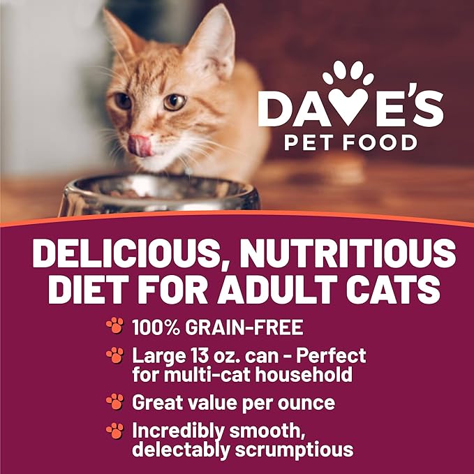 Dave's Pet Food Grain Free Wet Canned Cat Food Pate (Gobblicious Gourmet), Made in USA Naturally Healthy, Added Vitamins & Minerals, 13 oz Cans (12 Pack)-PawvioPets