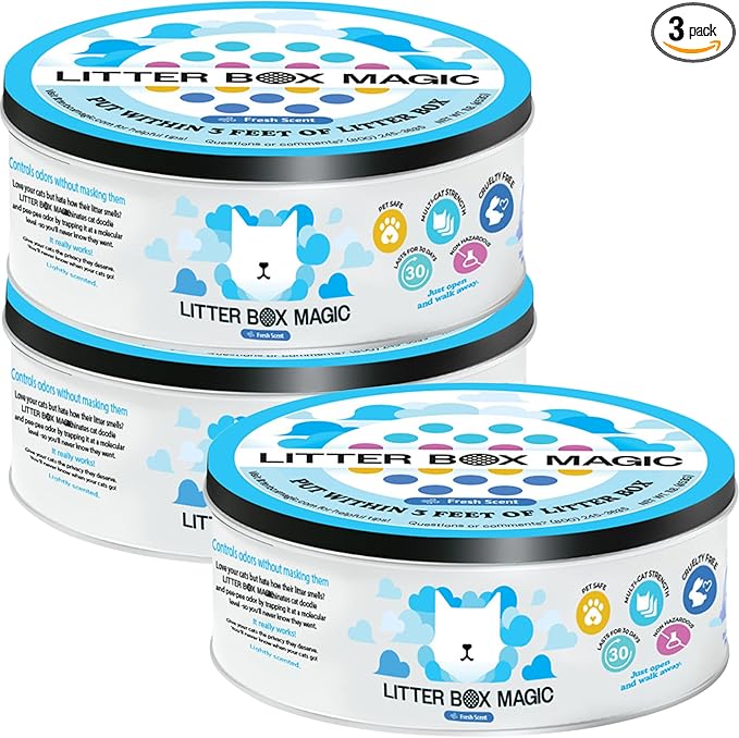 Cat Deodorizer Jar (16 Oz, Pack of 3) Fresh Scent - Air Freshener for Pet Smells from Litter Box - Odor Removing Litterbox Gel In A Jar - Odor Eliminator to Freshen Air-PawvioPets