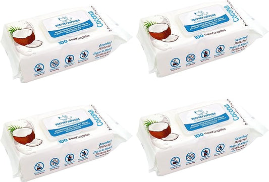 Best Pet Supplies Pet Wipes for Dogs - Dog Wipes Cleaning Deodorizing, Grooming, for Coats, Ears, Paws - Moisturizing Coconut, 400 Count-PawvioPets