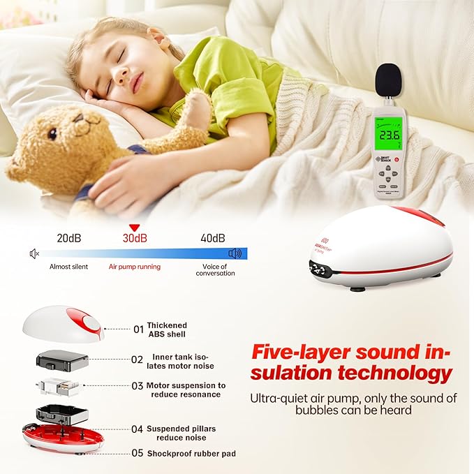 3w Ultra Quiet Aquarium Air Pump, Aquarium Aerator Adjustable Airflow, Single Hole Suitable for 70 to 100 GPH Fish Tank-PawvioPets