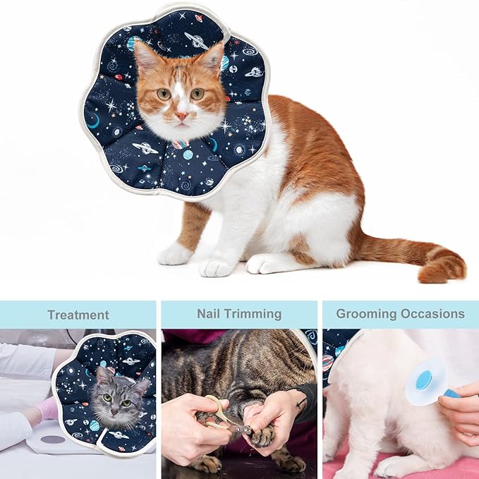 Depets Cat Cone Collar Soft, Adjustable Lightweight Cat Recovery E Collar to Stop Licking for Puppy Rabbit, Waterproof Pet Cone for Small Animal After Surgery Grooming, Neck Girth 9.5 in-PawvioPets