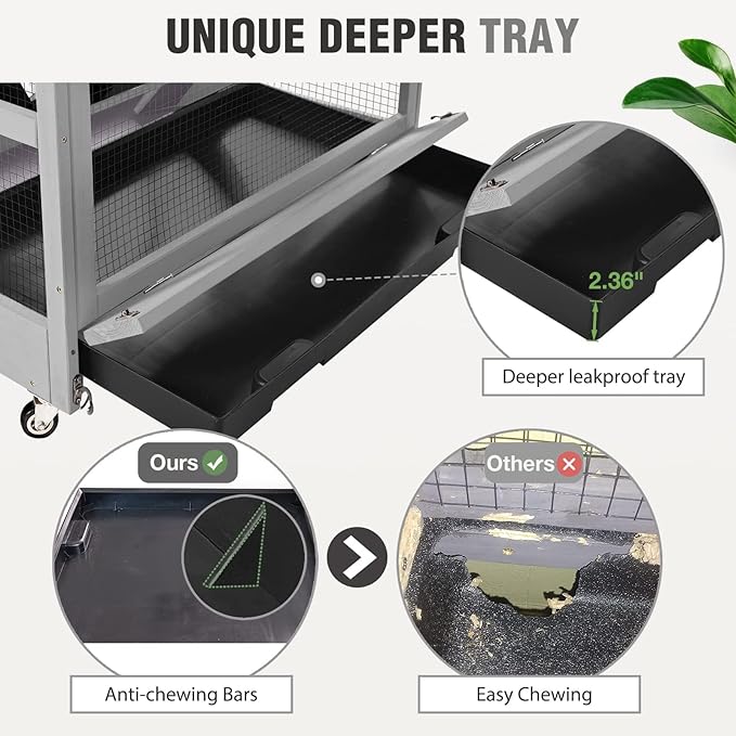 Ferret Cage Rat Cage Indoor Outdoor, Large Guinea Pig Cages with 4 Levels, Wooden Chinchilla Cage with Wheels for Hamster, Chameleon, Gerbils and Other Small Animals Anti-Chewing-PawvioPets