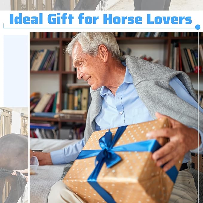 Abbylike 12 Pieces Horse Grooming Kit Racing Festival Tack Room Supplies Horse Brush Sets Equine Care Cleaning Kit Shedding Grooming Massaging Tools(Blue)-PawvioPets