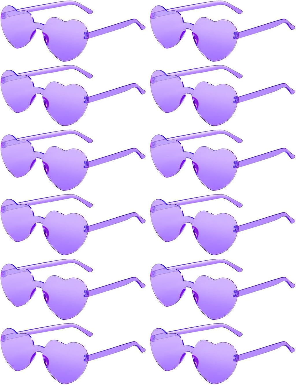 12 Pairs Heart Shaped Sunglasses for Women Colorful Glasses Fun Trendy Transparent Heart Sunglasses Party Favor (Purple)