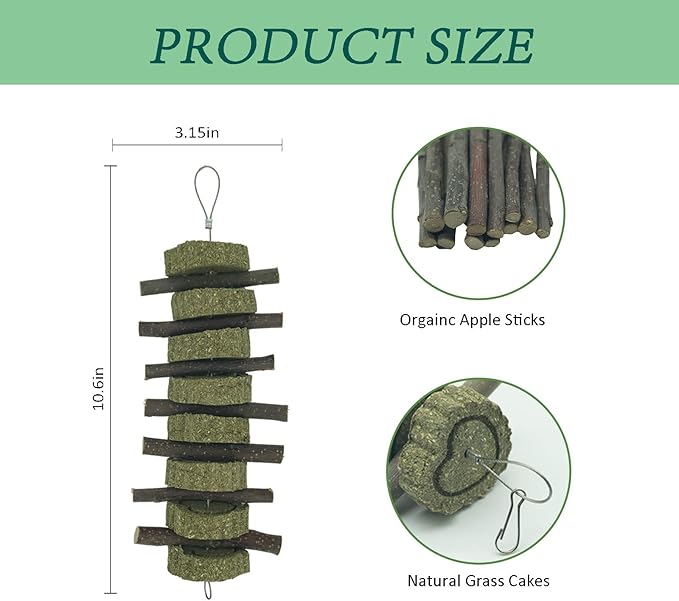 Generic Rabbit Bunny Treat Hamster Chew Toys Grass Cakes Heart Shaped Chew Toys Pets Treats for Bunny Rabbits Hamster Chinchilla Guinea Pigs 2Pcs-PawvioPets