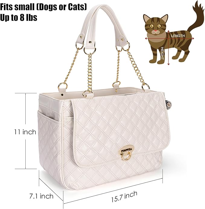 Fashion Pet Carrier Dogs Cat Small Animals Purse Bag, Leather Pet Carriers Dog Puppy Kitten Tote Travel Handbag TSA Airline-Approved-PawvioPets