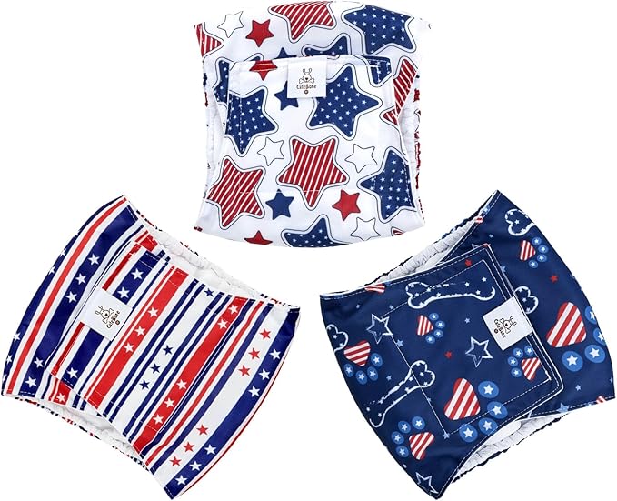 CuteBone Dog Diapers Male Belly Bands 3 Pack for Male Dogs Reusable Puppy Wraps DM66M-PawvioPets