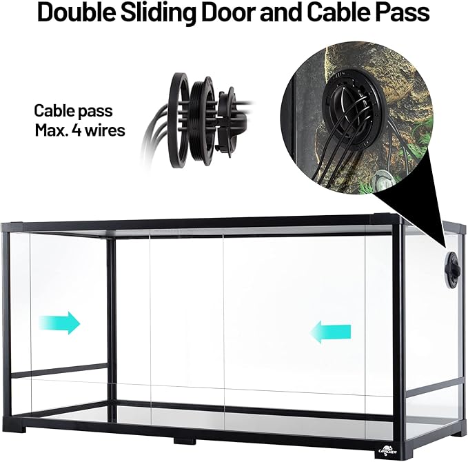 50 Gallon Reptile Tank, Glass Reptiles Terrarium 36" x 18" x 18", Sliding Door, Top Ventilation, Cable Pass, Humidify Hole, Glass Reptile Cage Habitat for Bearded Dragon, Lizard, Snake, Gecko-PawvioPets