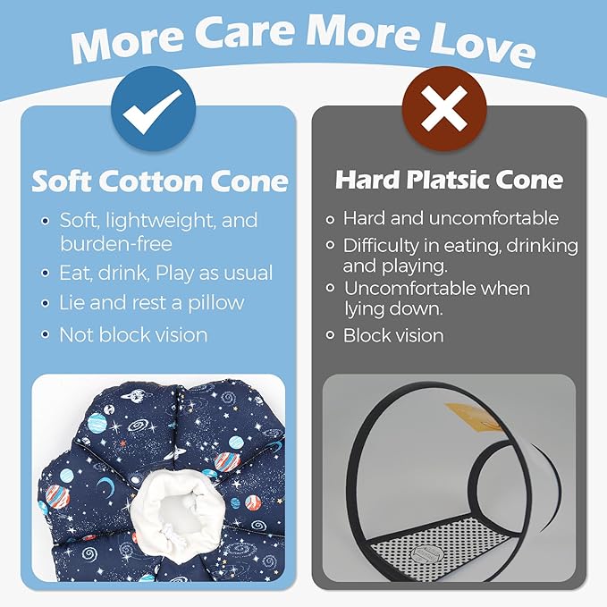 ComSaf Cat Cone Collar Soft, Protective Adjustable Cat Cones to Stop Licking After Surgery, Comfortable Lightweight Elizabethan Collar for Kitten Prevent from Licking Wounds, Not Block Vision-PawvioPets