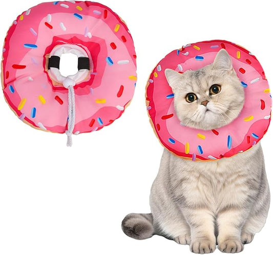 BINGPET Cat Cone Collar Soft,Waterproof Cat Recovery Collar to Stop Licking,Cute Donut Elizabethan e Collar for Cats Kittens Puppies Wound Healing After Surgery(Donut Pink,Medium)-PawvioPets