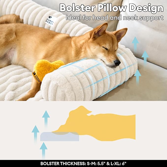 FUNNY FUZZY Pet Couch Cover for Sofa, Calming Dog Bed for Couch, Fluffy Plush Cat Bed Mat for Furniture Protector for Small Dogs and Kitten, 27×24 in, Cream White-PawvioPets