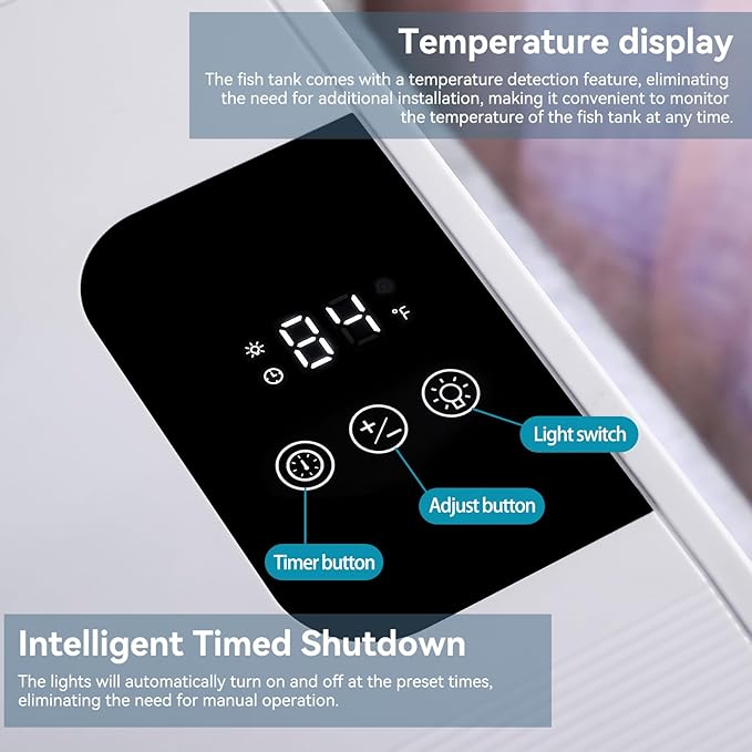 Beginner Betta Fish Tank Aquarium kit Intelligent Timed Shutdown, Seven LED Lights, Adjustable Brightness, High-Transparency Glass, Efficient Filtration Gallon (6 Gallon)-PawvioPets