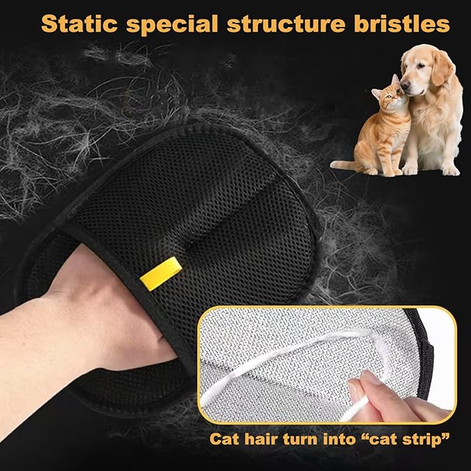 2 Pack Pet Hair Removal Gloves for Cats & Dogs,2025 Electrostatic Pet Hair Removal Gloves for Bedding,Reusable & Washable Efficient Grooming Gloves for Clothing,Furniture,Carpet,Car Seat,Pet Grooming-PawvioPets