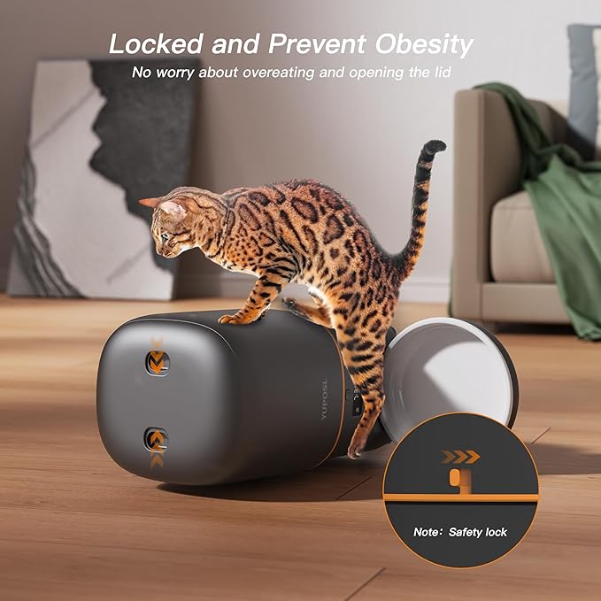 Automatic Cat Feeder - 2L Cat Food Dispenser, Timed Auto Pet Feeder with 180-day Battery Life, 1-6 Meals Per Day, 1-16 Portion, Ceramic Bowl, Desiccant Bag Keeps Dry Food Fresh, Also for Small Dogs-PawvioPets