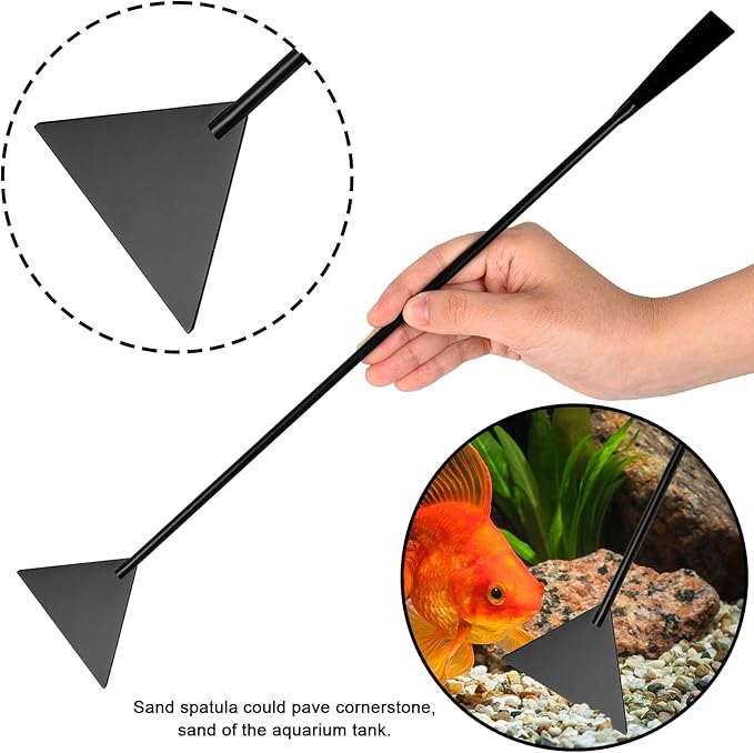 15Inch Extra Long Design Aquarium Aquascaping Tool Stainless Steel Aquascape Tools Kit 4 in 1 Anti-Rust Fish Tank Starter Kit with Long Tweezers Scissors Spatula for Aquarium Plants (Black)-PawvioPets
