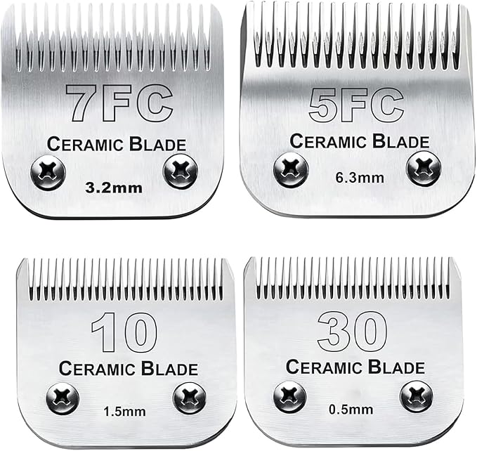 Dog Grooming Clipper Replacement Blades Compatible with Andis Pet Clipper/Oster A5/Wahl KM Series Dog Clipper,Ceramic Blade & Stainless Steel Blade(10+30+7FC+5FC)-PawvioPets