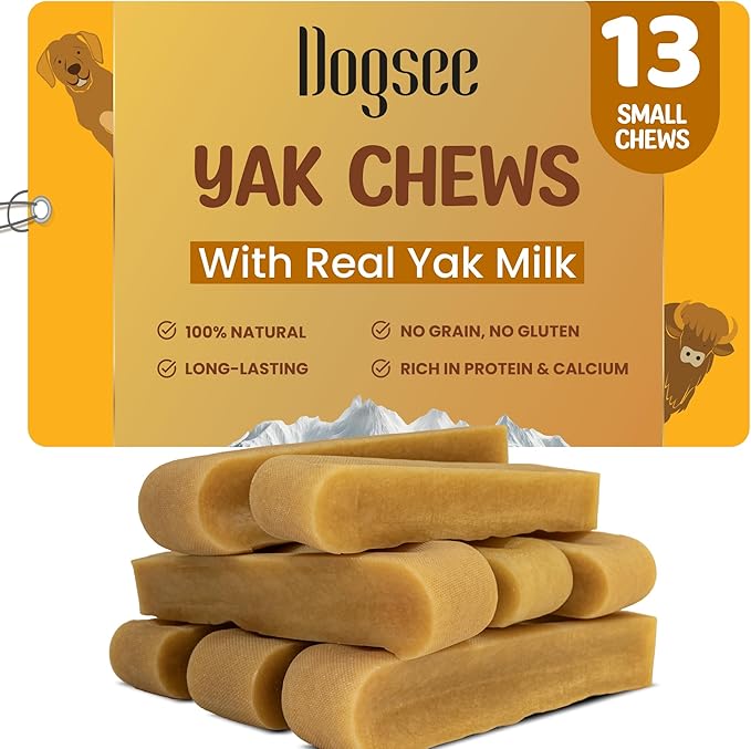 Dogsee Original Yak Cheese Himalayan Dog Chews 1lb (Small- 13 Bars) | 100% All Natural | Dog Treats Small Breed | Dog Chews Long Lasting for Aggressive Chewers | High Protein | Dental Sticks-PawvioPets
