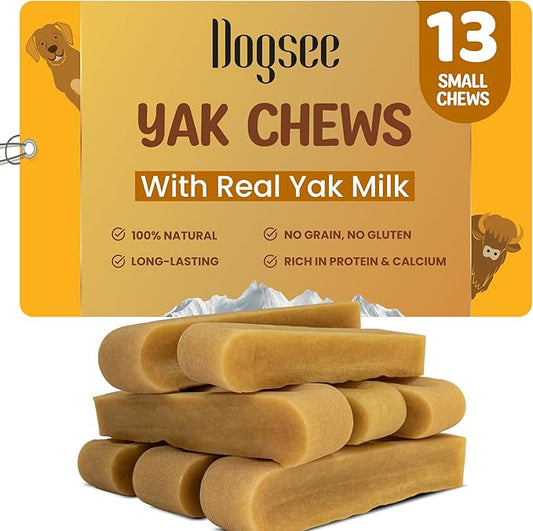 Dogsee Original Yak Cheese Himalayan Dog Chews 1lb (Small- 13 Bars) | 100% All Natural | Dog Treats Small Breed | Dog Chews Long Lasting for Aggressive Chewers | High Protein | Dental Sticks-PawvioPets