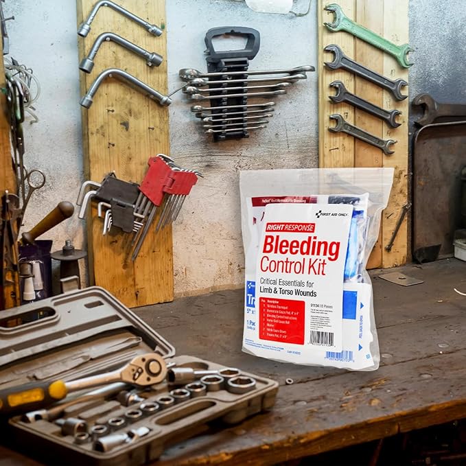 First Aid Only 91134 Critical Essentials Bleeding Control Kit for Limb & Torso Wounds, 8 Pieces-PawvioPets