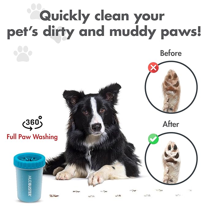 Dexas MudBuster Portable Dog Paw Cleaner, Medium, Blue - Premium Quality Pet Supplies and Accessories-PawvioPets