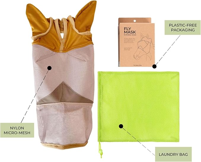 Fly Masks for Horses. Stops Sunburn, 70% Uv-Block. Breathable Fly Mask for Equines, Durable, Comfortable Fit for All-Day Protection. Horse Size, Fly Mask with Ears and Nose-PawvioPets