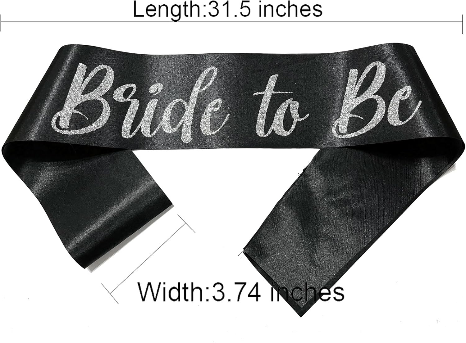 Silver and Black Bride Sash, Bride Sash Bachelorette Party Bridal Shower Sashes Bachelor Decorations Just Married Gift Engaged Decor Accessories,Black