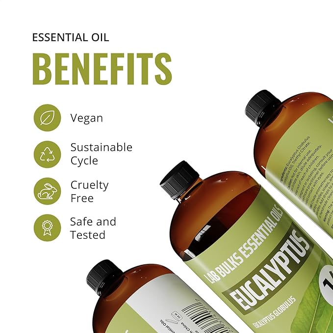 Eucalyptus Essential Oil (2 Pack) for Diffusers, Home Care, Candles, Aromatherapy, 16 oz Bulk Bottle, Eucalyptus Oil Spray-PawvioPets