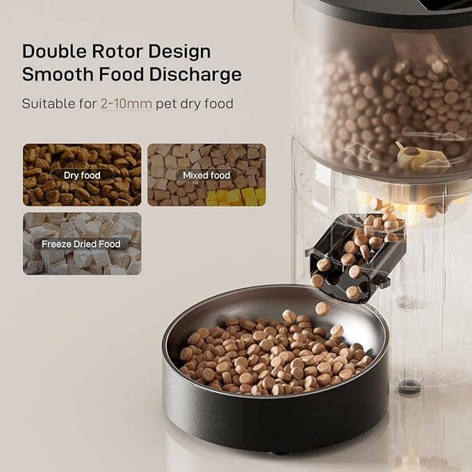 Automatic Cat Feeder: 3L Auto Food Dispenser with Timed Feeding| 6 Meal Programmable& 1-20 Portion Precise Control- Easy to Clean for Cat Indoor| Desiccant Keep Food Fresh with Staiess Bowl-PawvioPets