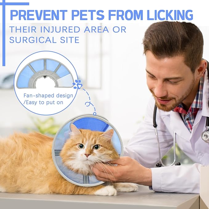 Cat Cone Collar Soft, Cat Recovery Collar for Large Medium Small Cats Kittens, Pet Cone Alternative After Surgery-PawvioPets
